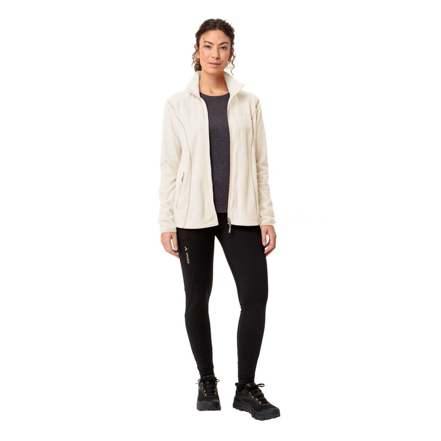 Veste polaire femme Vaude Rosemoor II beige avec zip complet et coupe ajustée pour confort et chaleur outdoor