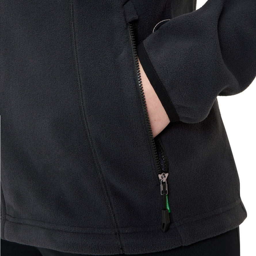 Veste polaire femme Vaude Rosemoor II noire avec zip sur poche pour un rangement sécurisé et confort optimal