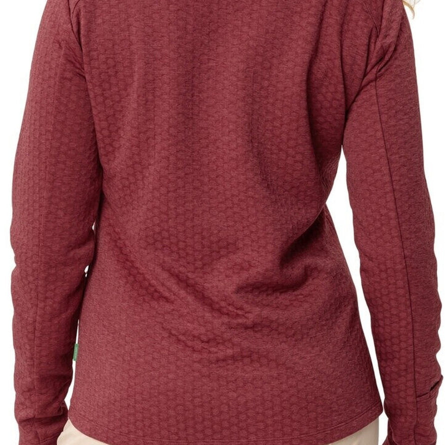 Dos de la veste polaire femme Vaude Skomer SC bordeaux avec texture hexagonale pour randonnée