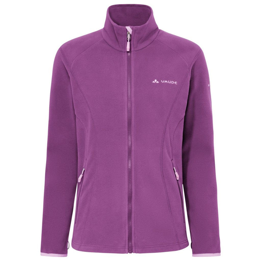 Veste polaire femme Vaude Rosemoor II avec zip intégral et poches latérales pour chaleur et confort outdoor magenta