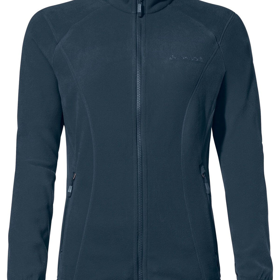Veste polaire femme Vaude Rosemoor II bleu marine avec zip intégral et poches latérales pour confort et chaleur