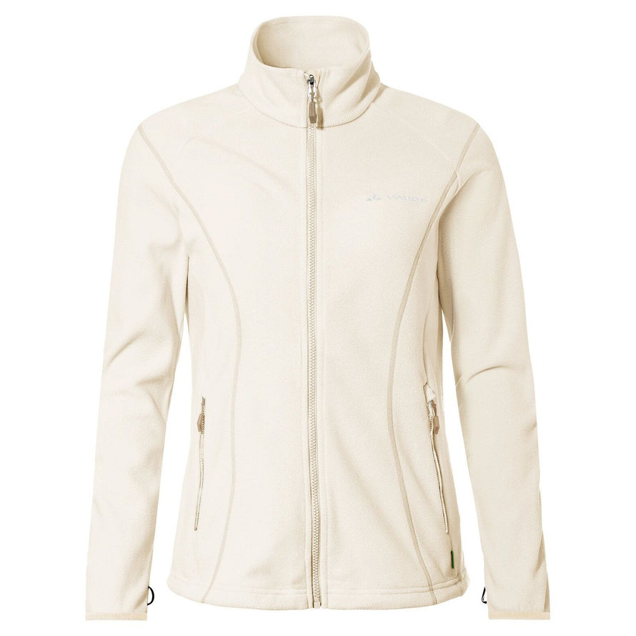 Veste polaire femme Vaude Rosemoor II ecru avec zip complet et poches zippées pour confort et chaleur outdoor
