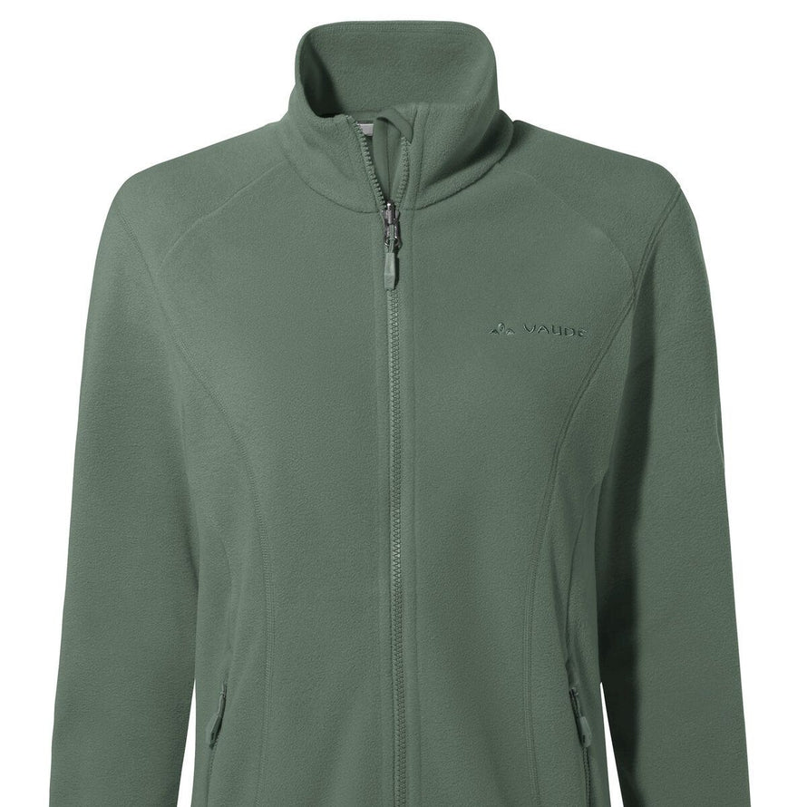 Veste polaire femme Vaude Rosemoor II verte avec zip intégral et coupe ajustée pour activités outdoor
