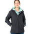 Veste Vaude Elope 3 couches femme noire avec intérieur menthe, imperméable et coupe-vent pour cyclisme