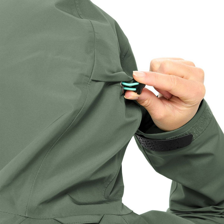 Veste Vaude Elope 3-couches femme vert menthe avec réglage capuche, imperméable et coupe-vent pour cyclisme