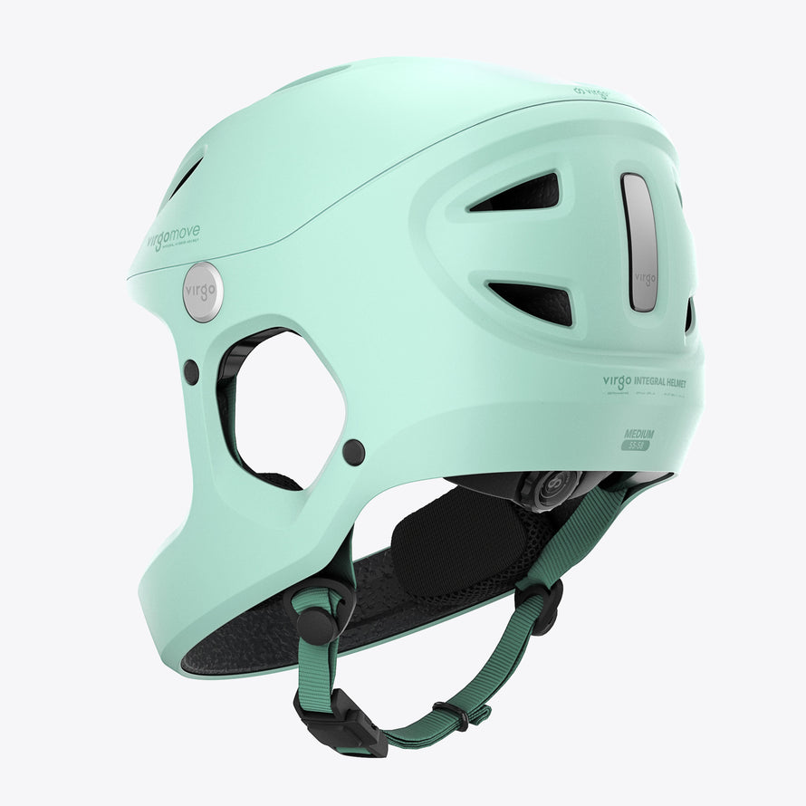 casque integral enfant virgo kid vert vue de dos pour velo trottinette et skatepark