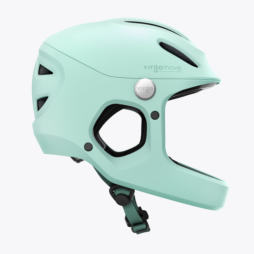 casque enfant virgo kid integral vert vue laterale avec coque abs et mentonniere