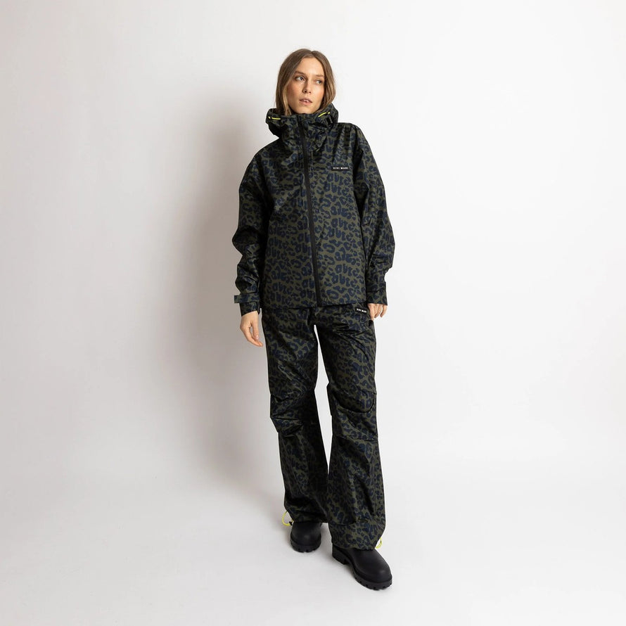 Ensemble complet pantalon de pluie vélo Vivi Mari imperméable motif léopard pour cyclistes urbains