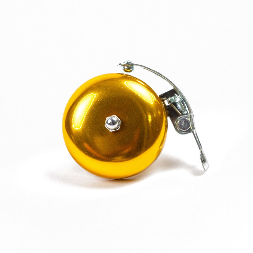Sonnette de velo vintage couleur or brillant Widek, design retro pour cyclistes exigeants