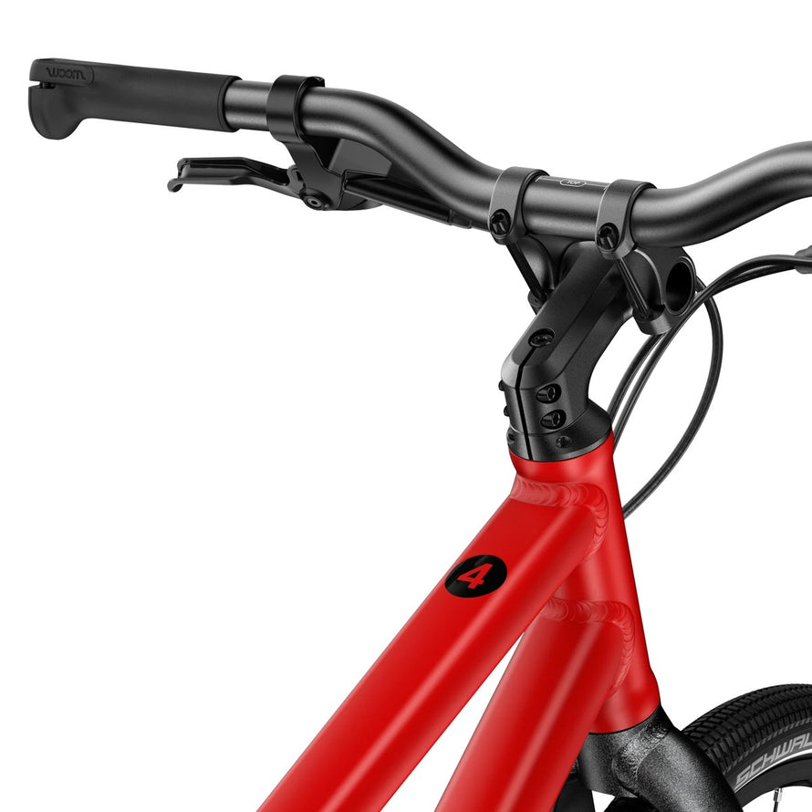 Cintre et levier de frein du velo enfant 20 pouces woom explore 4 rouge pour enfants 6 a 8 ans