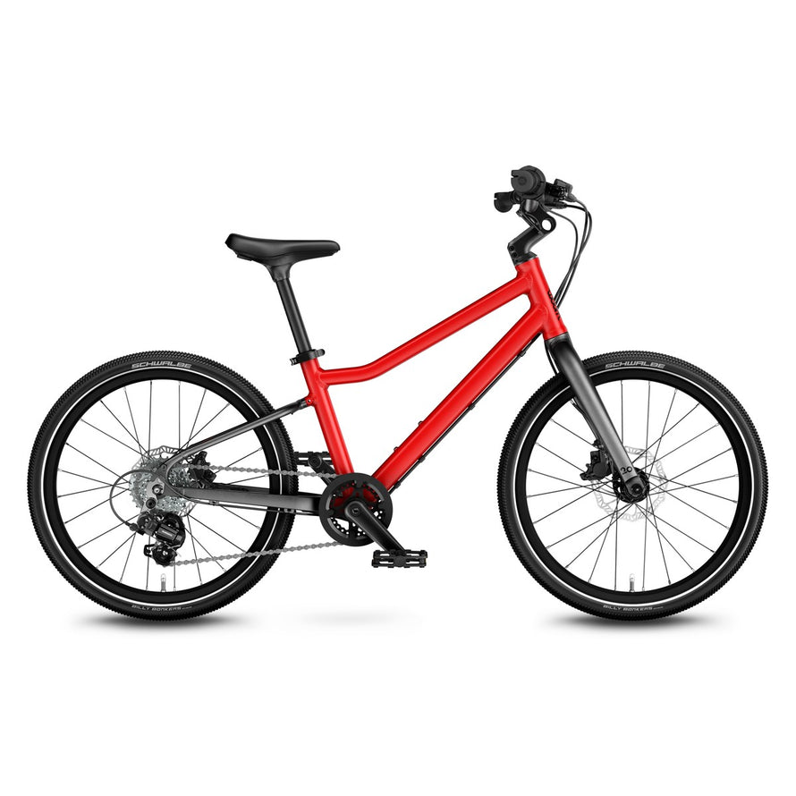 Velo enfant 20 pouces woom explore 4 rouge profil droit tout terrain pour enfants de 6 a 8 ans