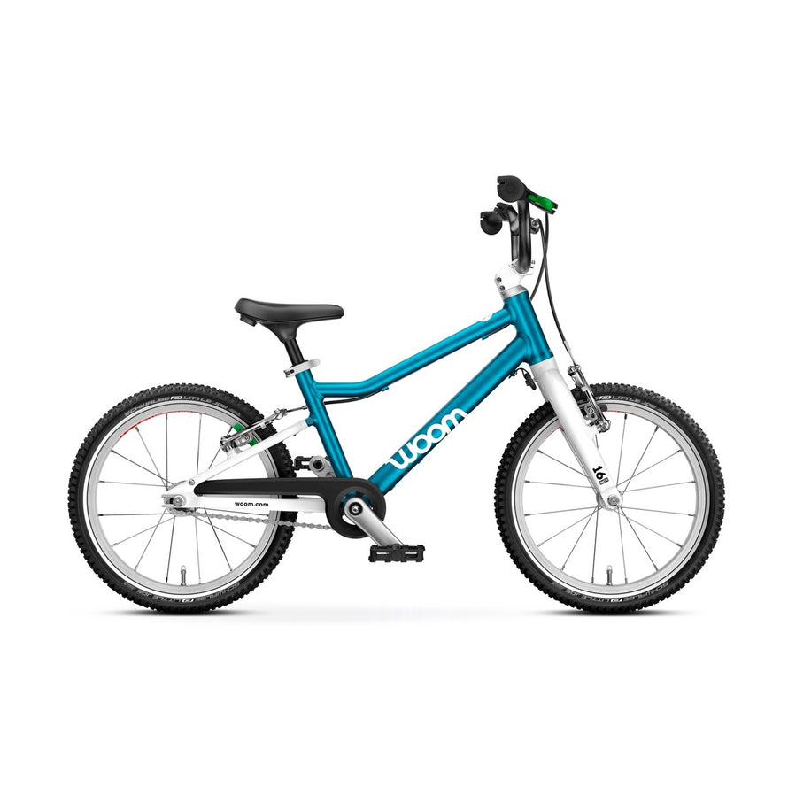 Vélo enfant Woom 4-6 ans modèle GO 3 bleu avec cadre léger et freins adaptés pour apprentissage sécurisé