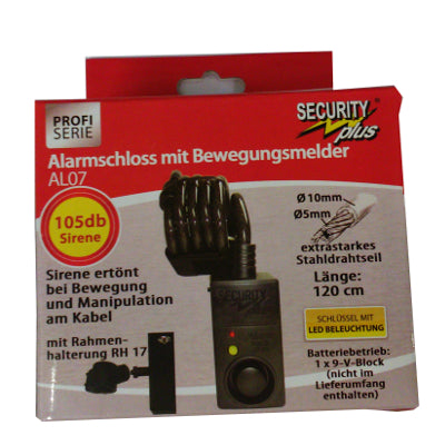 fahrradschloss security plus Cable antivol avec alarme 105 db pour velo Security Plus