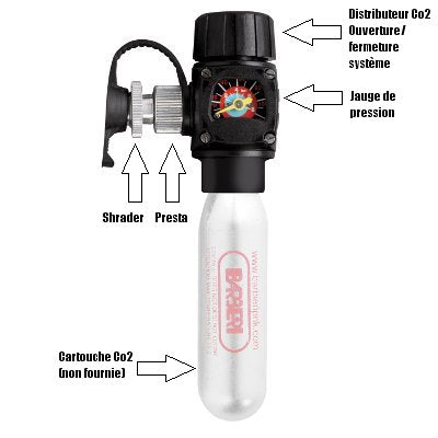 Gonfleur de CO2 avec kit de réparation de pneus sans chambre à air - Compatible Gonfleur de CO2 avec kit de réparation de pneus sans chambre à air - Compatible