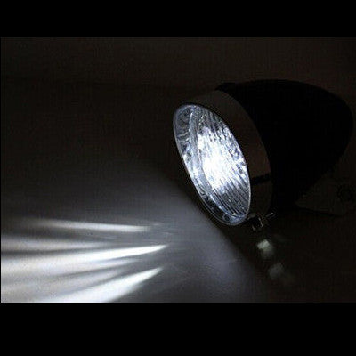 Lampe Avant Vélo Vintage 3 LED Rétro - Phare Classique Avec Support