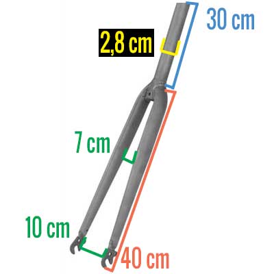 Fourche Rigide En Acier Pour Vélo 26 Pouces - Tube De Direction 1 Pouce, Longueur 565mm, Couleur Bleu-vert