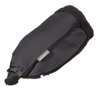 Manchons Basil noirs en cuir végétal sur guidon vélo  - #2