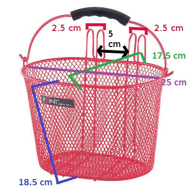 puppenkorb für kinderfahrrad Point roter Vorderrad-Korb mit Haken für Kinder und Jugendliche