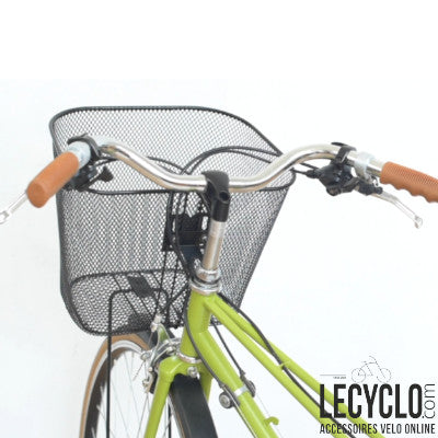 Panier avant vélo de ville sur pivot de fourche 25.4 et axe de roue - Noir / Non-Défini Panier avant vélo de ville sur pivot de fourche 25.4 et axe de roue - Noir / Non-Défini