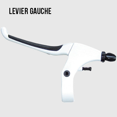 Leve Moto Hydraulique LEVIER DE FREIN VELO DOUBLE COMMANDE AVEC REPOSE MAIN BLANC COURSE VINTAGE Paire Leviers Frein Cuir Marron