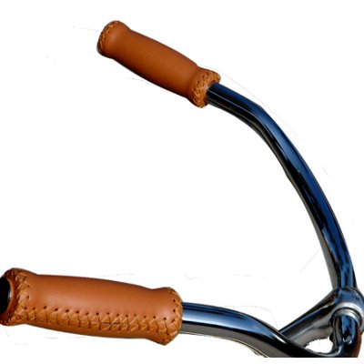Poignées de guidon vélo en cuir véritable marron