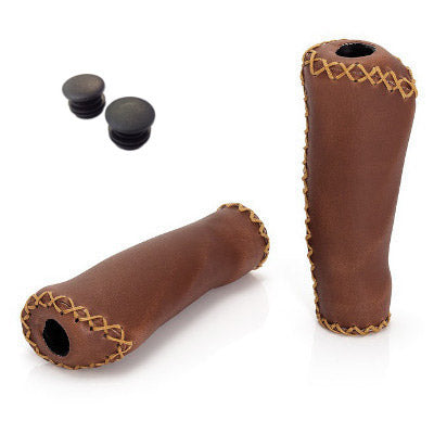 Poignées vélo ergonomiques imitation cuir marron - #3