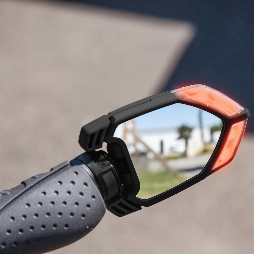 Rétroviseurs clignotants intégrés sur guidon vélo QLIR