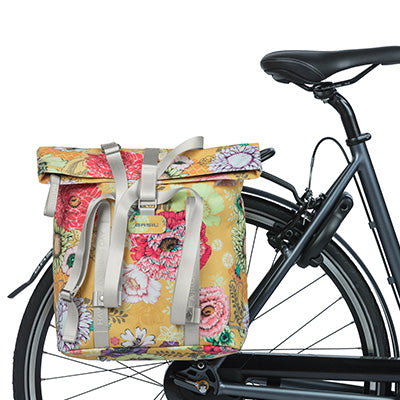 Basil Bloom Field Shopper jaune Sacoche vélo latérale sur porte