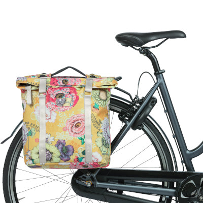 fahrradtasche gepäckträger blumen Basil Bloom Field MIK Doppelte abnehmbare Fahrradtasche gelb mit Blumen 35L