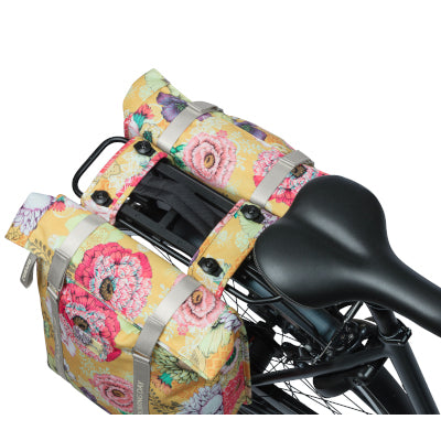 fahrradtasche blumen Basil Bloom Field MIK Doppelte abnehmbare Fahrradtasche gelb mit Blumen 35L