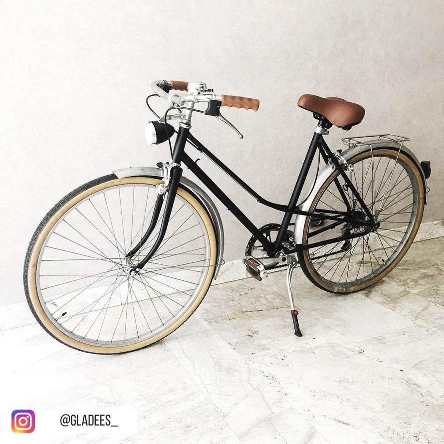 Poignées vélo 110 mm en caoutchouc avec creux couleur caramel rétro